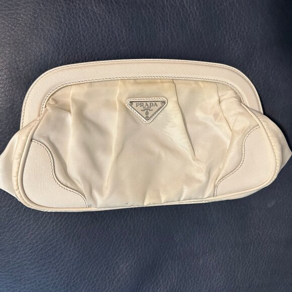 Prada white nylon clutch - water damage - Picture 1 of 5